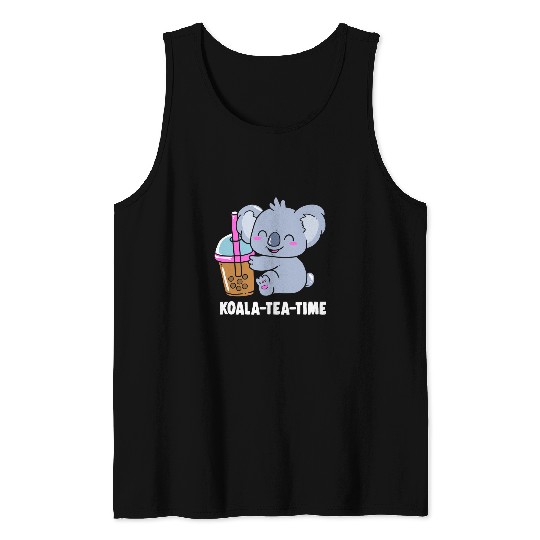 Koala Pet Funny Boba Bubble Tea Koala Tea Tank Tops