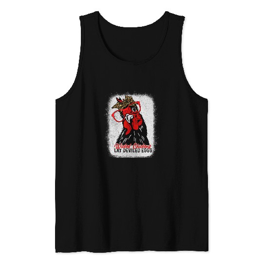 Chicken Pet Wicked Chickens Lay Deviled Egg Bleached Effect Rooster Tank Tops