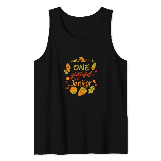 Blessed Family One Grateful Janitor Thanksgiving Matching Tank Tops