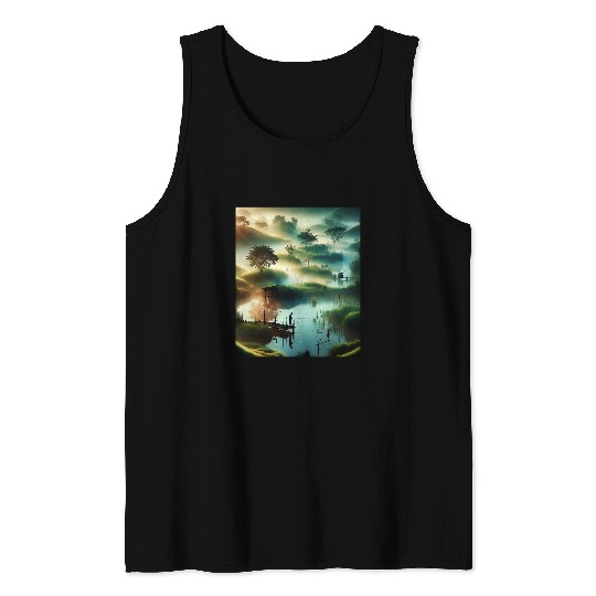 Fishing Fun Country Fishing Pond Tank Tops