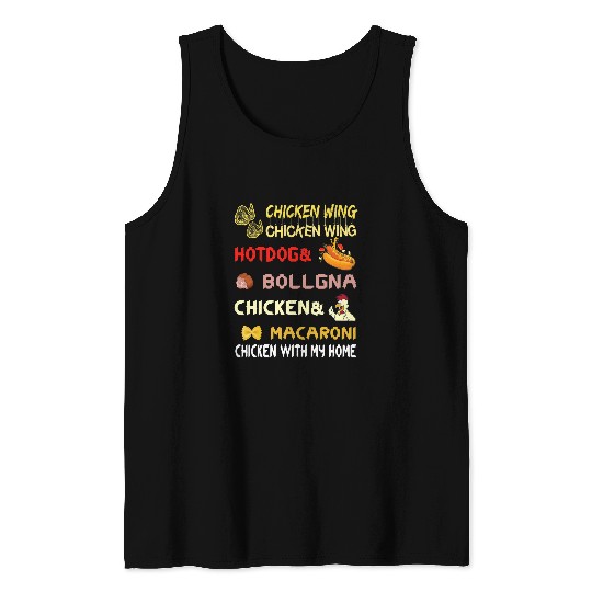 Chicken Pet Wing Chicken Wing Hotdog and Bologna  Kids 7 Tank Tops