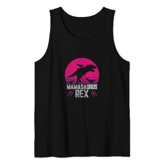 Dinosaur Pet vintages Retro 3 Kids Mamasaurus Sunset Funny Gift For Mother Tank Tops