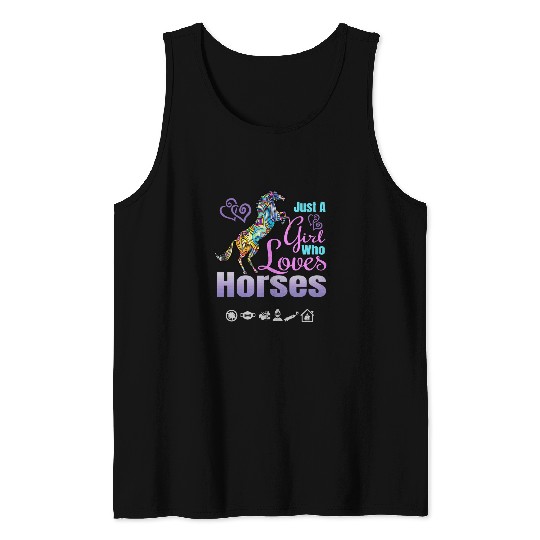 Horse Pet Just A Girl Who Loves Horses Womens Graphic Plus Size Tank Tops