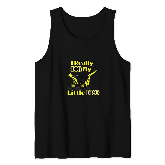 Excavator Fun Little Bro Big Brother Youth Toddler Boys Big Bro Tractor Tank Tops