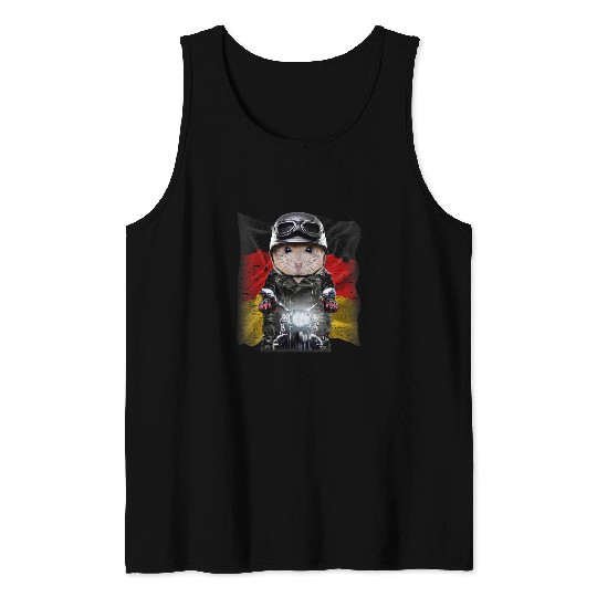 Hamster Pet Pudding Dwarf Hamster on Motorbike Flag of Germany Tank Tops