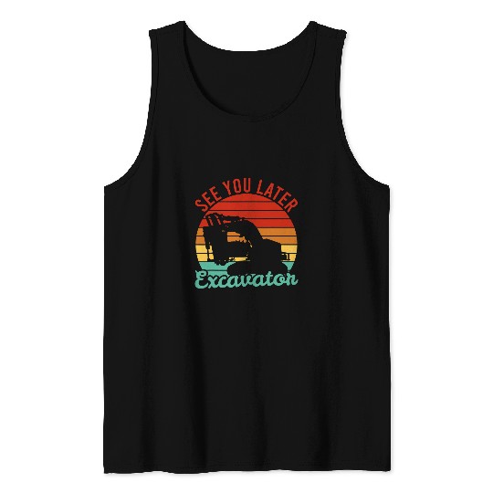 Excavator Fun Dig Construction Construction Dig Heavy Tank Tops