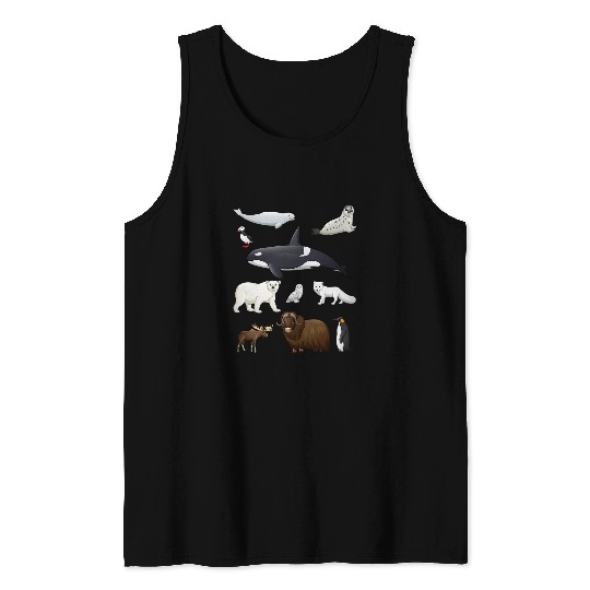 Whale Pet Arctic Wildlife Animals Orcinus Orca Ursus Maritimus Puffin Tank Tops