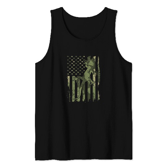 Komodo Pet Camouflage American Flag Decorations Reptile Lizard Tank Tops