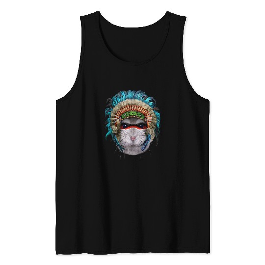Hamster Pet Sapphire Dwarf Hamster in Native Indian Headdress Tank Tops