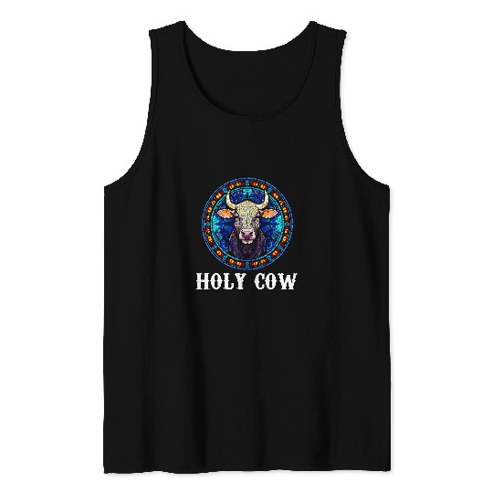 Cow Pet Funny Mosaic Art Stained Glass Art Cow Tank Tops
