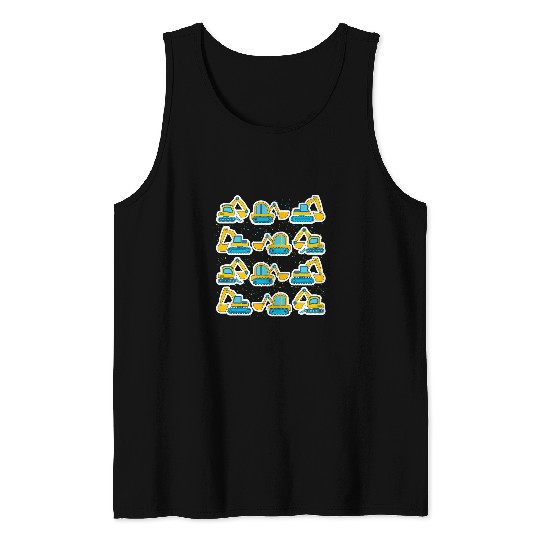 Excavator Fun Vehicles Construction Work Kids Boys Toddlers Tank Tops