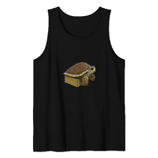Turtle Pet Box Turtle Climbing Out of a Box Tank Tops