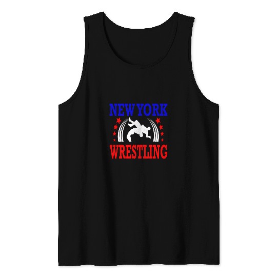 Sport Wrestling New York Wrestling Wrestler Gift Red White Blue Tank Tops