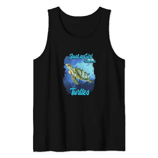 Turtle Pet Just Girl Who Loves Turtles Women Turtle Sea Ocean Underwater Coral 1 Tank Tops