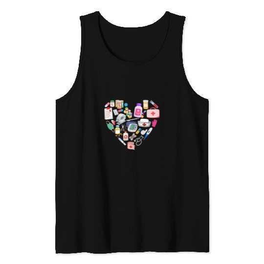 nurses Job Happy nurses Week Stethoscope Heartbeat Love Graduation Tank Tops