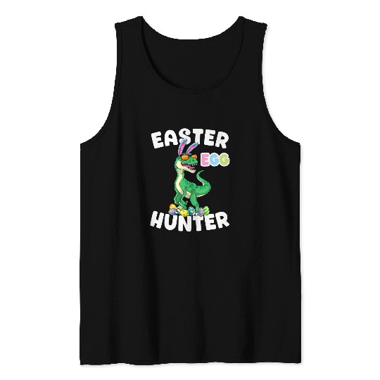 Dinosaur Pet Easter Egg Hunter Velociraptor Bunny Egg Hunting Tank Tops