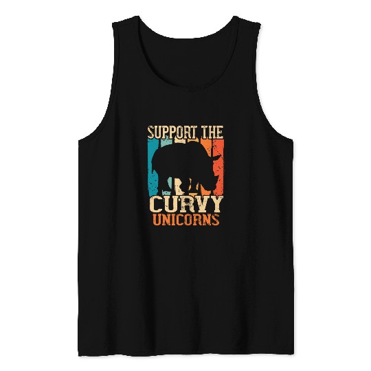 Rhino Pet Retro Rhinoceros Support Curvy Unicornss Animal Rights Tank Tops