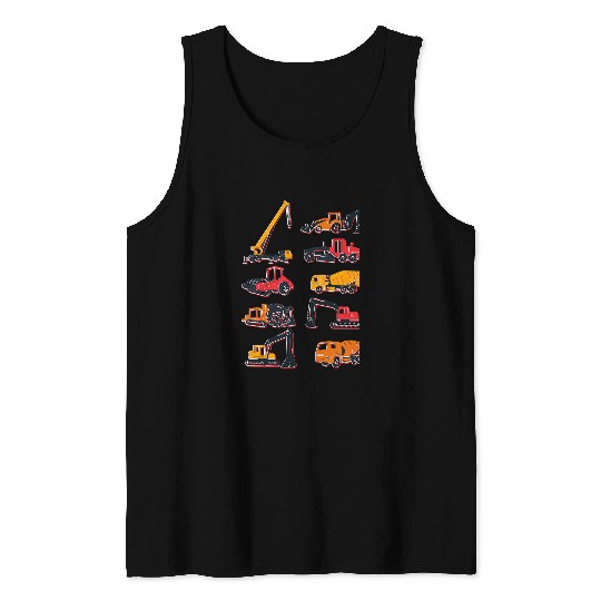 Excavator Fun Construction vehicles truck Boy See You Later Tank Tops