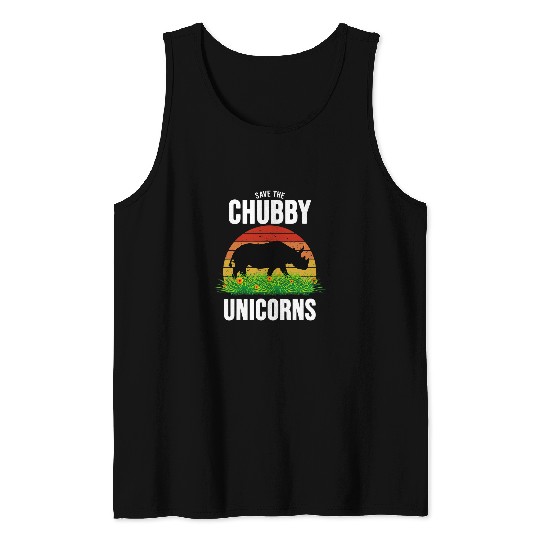 Rhino Pet Retro vintages Chubby Fat Unicorns Rhino Animal Fan Zookeeper Tank Tops