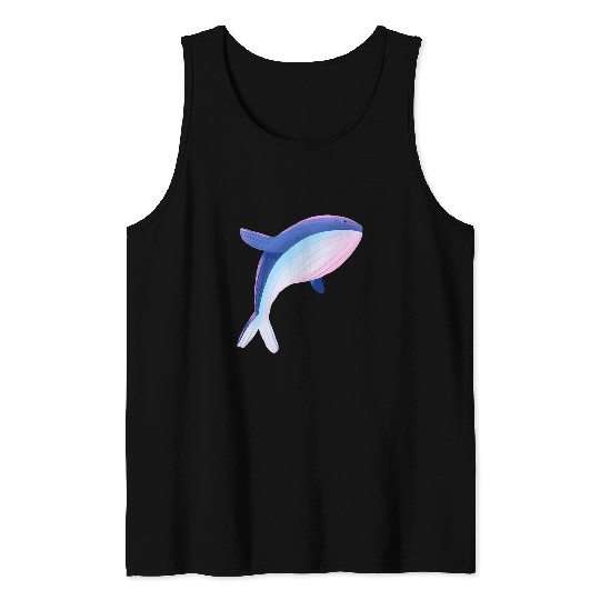 Whale Pet Beautiful Blue Humpback Whale Hand Drawn Ocean Waves Artwork Tank Tops