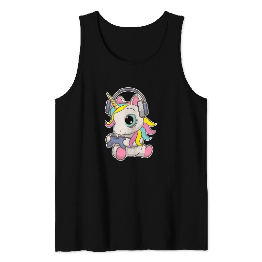 Unicorn Pet Gamer Girl Unicorn Gaming Cute Video Game Women Girls Tank Tops