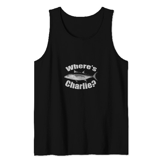 Fishing Fun Wheres Charlie Albacore Tuna Fishing Fish Illustration Tank Tops