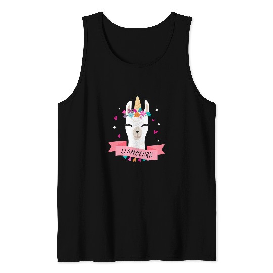 Llama Pet Llamacorn Unicorns Llama Cute Funny Kawaii Animal Face Tank Tops