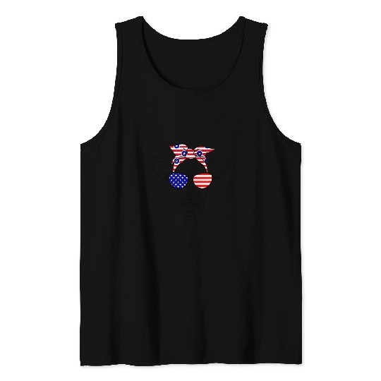Cow Pet usa american flag 4th of july farmer patriotic men women Tank Tops