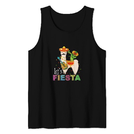 Llama Pet Lets Fiesta Llama Cinco De Mayo Cactus Sombrero Maracas 9 Tank Tops