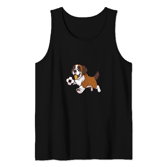Saint Bernard Pet Soccer Funny Dog Sport Tank Tops