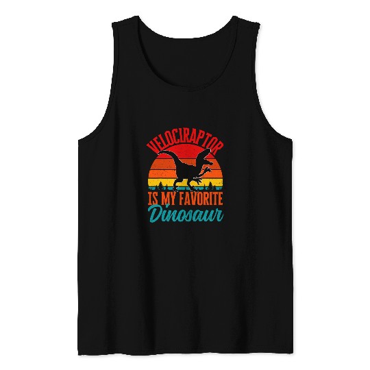 Dinosaur Pet Velociraptor Is My Favorite Dinosaur Retro vintages Dino Tank Tops
