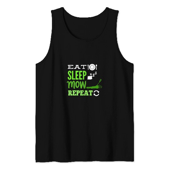 Lawn Mower Fun Gardener Gardening Lawn Mowing 7 Tank Tops