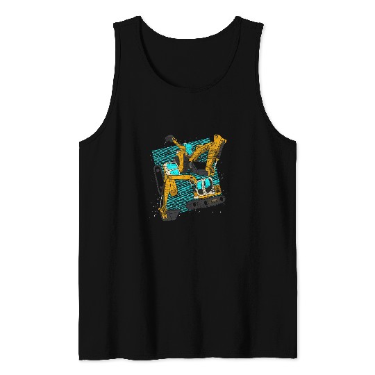 Excavator Fun Construction Work Vehicle Digger Kids Toddlers Tank Tops