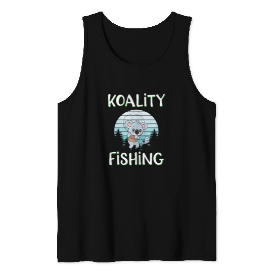 Koala Pet Fishing Funny Outdoors Kids Fishing Memes Koala Puns KOALITY FISHING Tank Tops