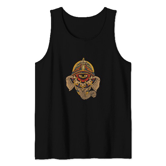 Elephant Mammal Yoga Spiritual Hindu God Ganesha elephant head Tank Tops