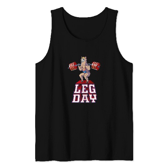Llama Pet Leg Day llama Weight Lifting Squat Gym Training Tank Tops