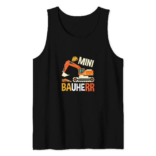 Excavator Fun Top out party house construction excavator construction site mini builder Tank Tops
