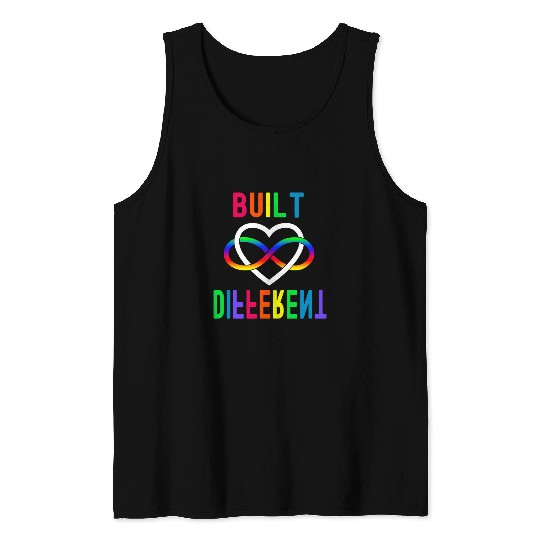 Autism Puzzle Built Different Rainbow Infinity Tank Tops