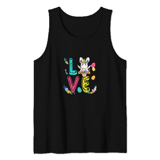 Unicorn Pet LOVE Easter Bunny Unicorn Chocolate Eggs Basket Funny Family 1 Tank Tops