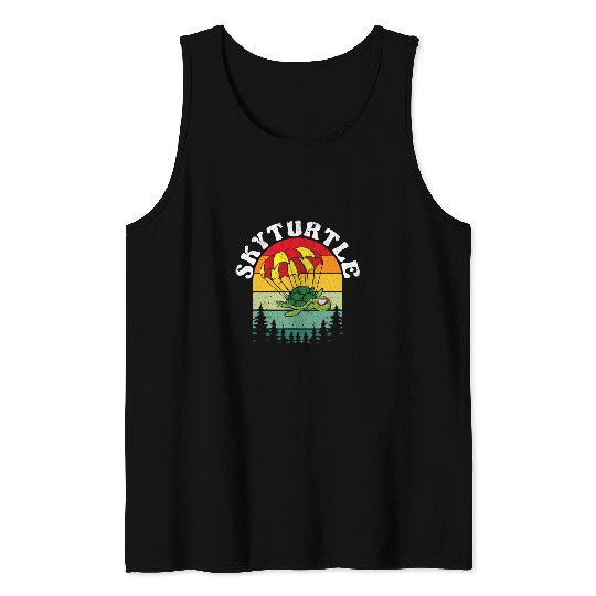 Turtle Pet Skydiver Turtle Skydiving Adventure Jumping Flying Parachute Tank Tops