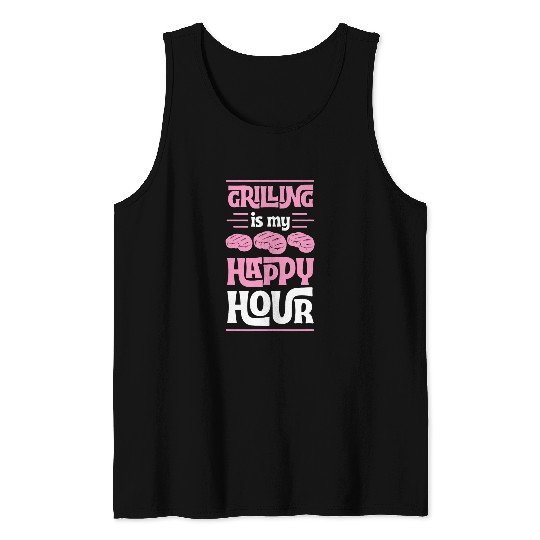 Cow Pet Grilling Is My Happy Hour Grill Meat Cow Steak BBQ 01 Tank Tops
