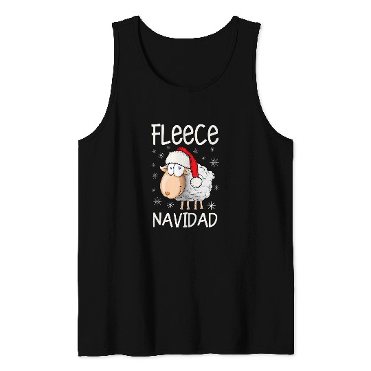 Sheep Pet Fleece Feliz Navidad Xmas Funny Cute Sheep Christmas Gifts Tank Tops