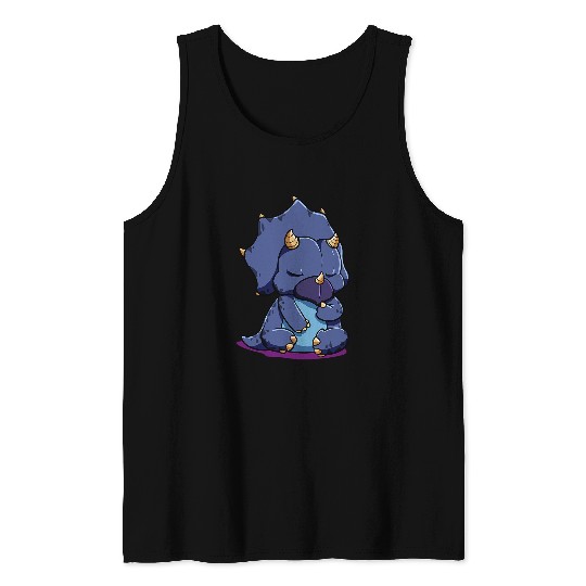Dinosaur Pet Cartoon Triceratops Tank Tops