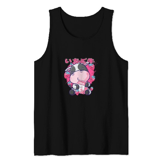 Cow Pet Funny Strawberry Cow Milk Japanese Kawaii Strawberry Milk 124 Tank Tops