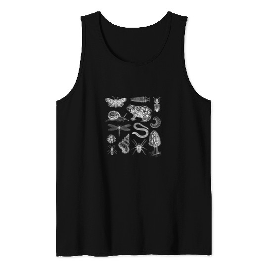 Frog Pet Mushroom Snail Moth Insect vintages Biology Goblincore Tank Tops