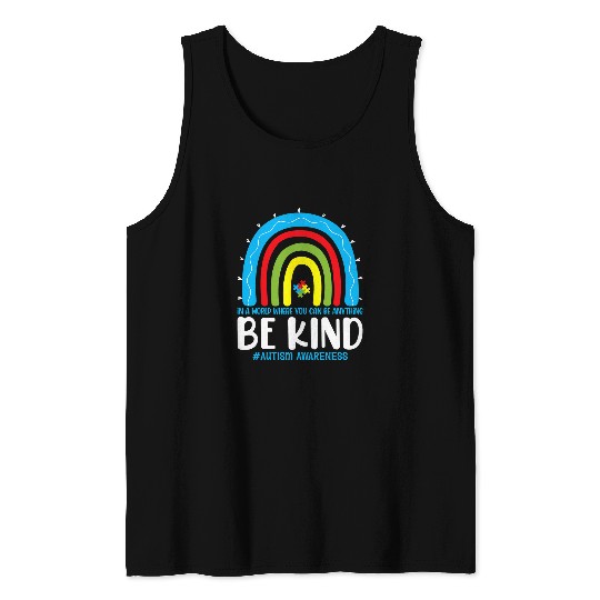 Autism Puzzle Be Kind Autism Awareness Rainbow Leopard Choose Kindness Tank Tops