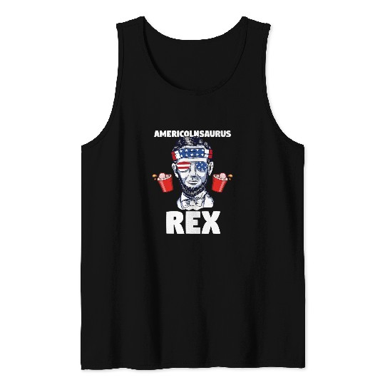 Dinosaur Pet Americolnsaurus rexs Abraham Lincoln Tank Tops