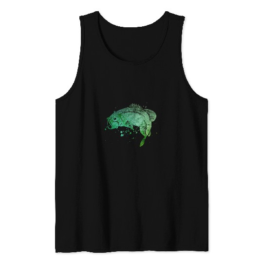 Fishing Fun Bass Fish Fishing Lover Fisherman Angler Bass Art Graphic Tank Tops