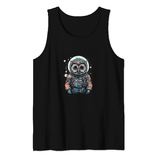 Astronaut Job Owl Cosmonaut Moon Space Bird Owls Lover Tank Tops