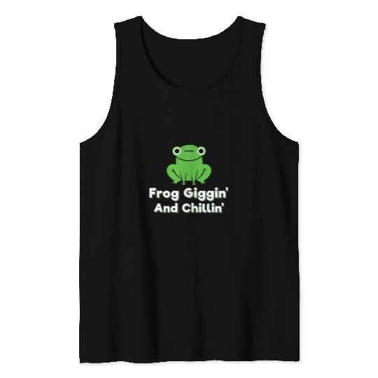 Frog Pet Giggin And Chillin Toad Hunting Frog Gigging Tank Tops
